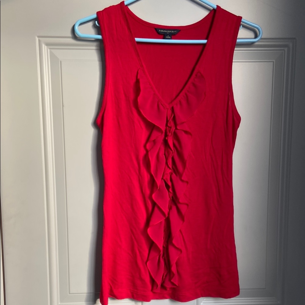 Red Sleeveless Ruffle Top